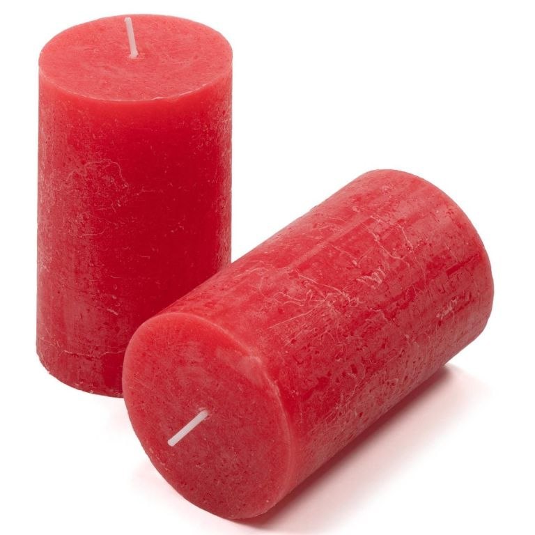 Zestaw świec rustykalnych, 11,5 cm, Ø 6,8 cm, czerwony, 6 sz